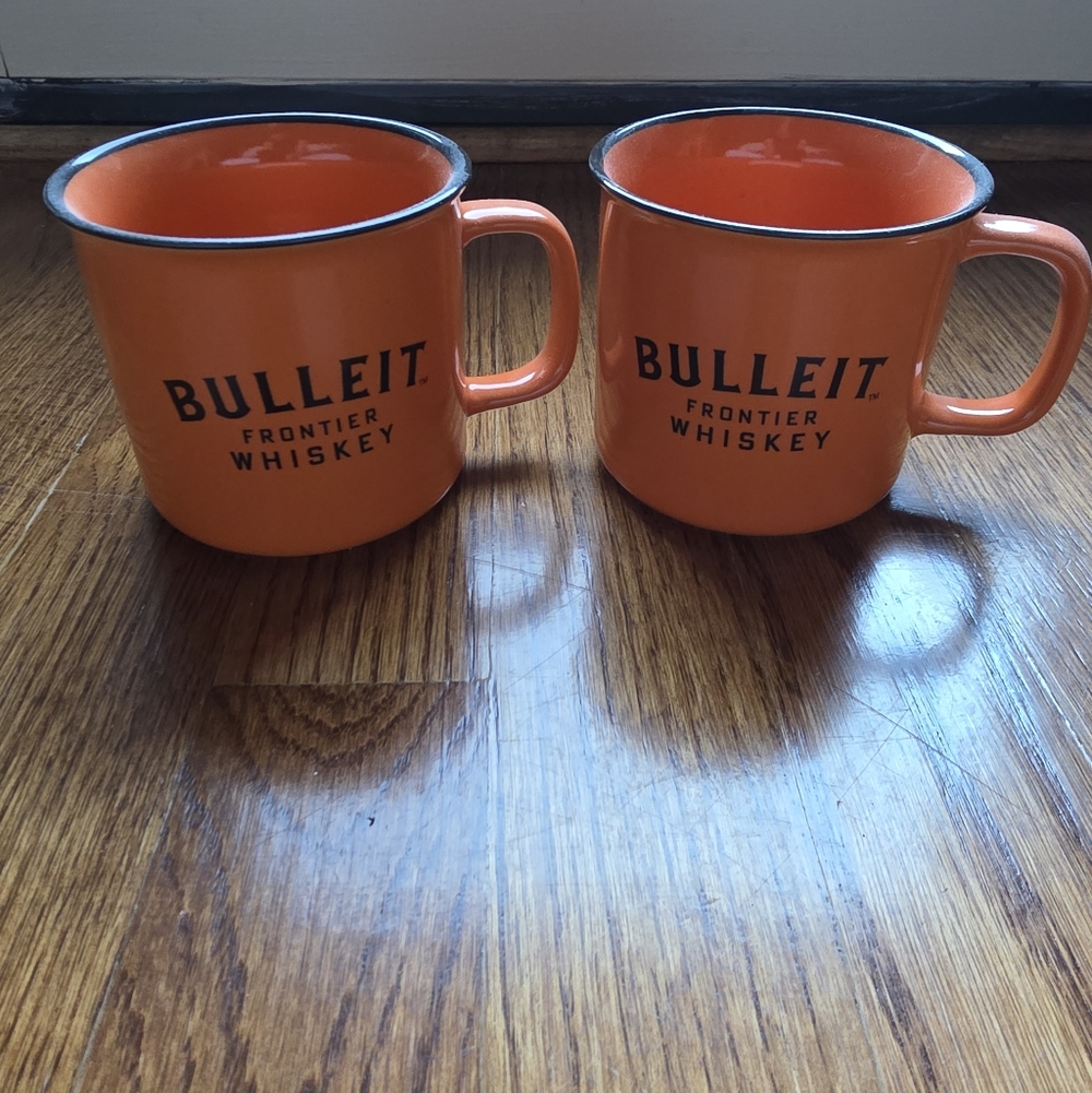 Set (2) of Bulleit Bourbon Frontier Whiskey Ceramic Campfire Mugs